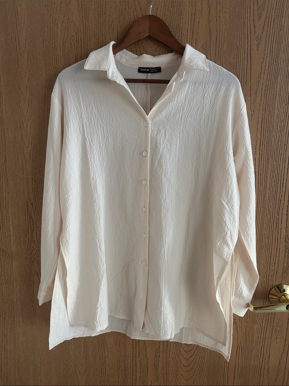 SHEIN Ivory Textured Button-Up Tunic w Pants (Set)
